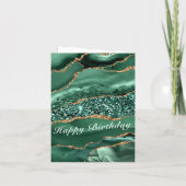 Verjaardag Kaart Agaat Groen Goud Glitter Smaragd (Achterkant)