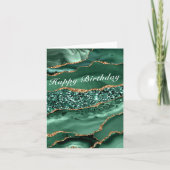 Verjaardag Kaart Agaat Groen Goud Glitter Smaragd (Voorkant)