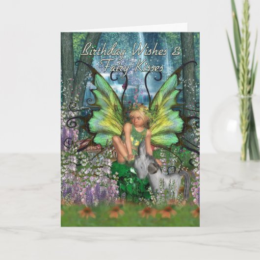 Verjaardag Kaart - Angelica Fantasy Woodland Fairy (Voorkant)