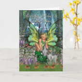 Verjaardag Kaart - Angelica Fantasy Woodland Fairy (Gele Bloem)