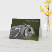Verjaardag Kaart - Baby Grey Owl (Gele Bloem)