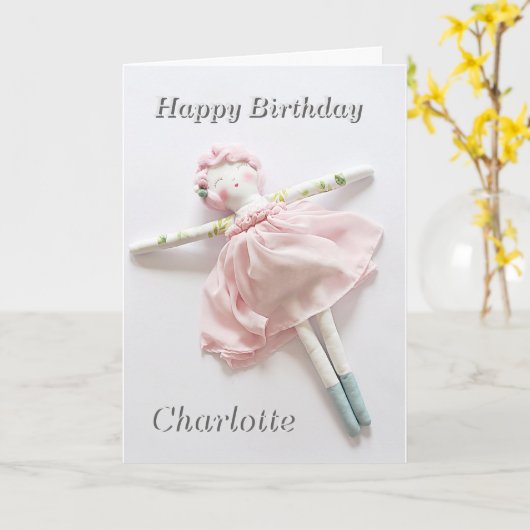 Verjaardag Kaart - Ballerina Soft Speelgoed (Gele Bloem)