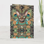 Verjaardag Kaart Bengalen Tijger Kat Peacock Feath (Achterkant)