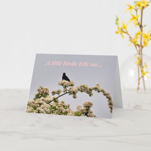 Verjaardag Kaart: Blackbird Kaart (Gele Bloem)