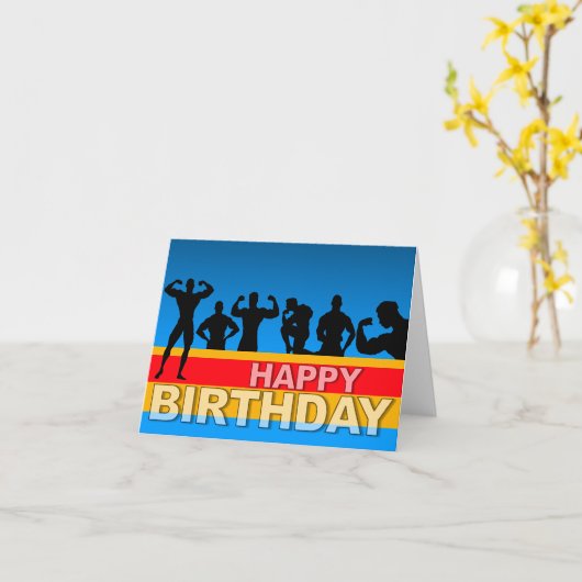 Verjaardag Kaart Bodybuilder (Gele Bloem)