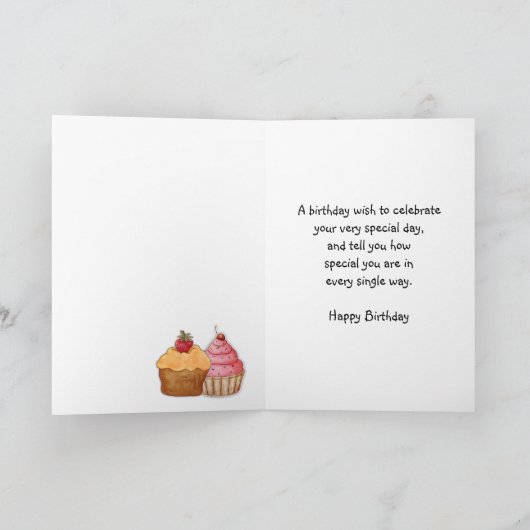 Verjaardag Kaart - Cakes Cookies Cup Cakes Kaarsen (Binnen)