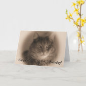 Verjaardag Kaart - Cat in Sepia (Gele Bloem)