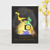 Verjaardag Kaart - Coal Miner Dragons (Gele Bloem)