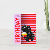 Verjaardag Kaart Cupcake Black Cat (Voorkant)
