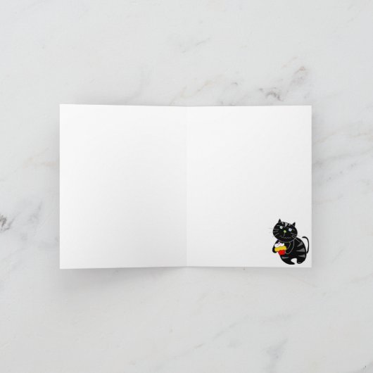 Verjaardag Kaart Cupcake Black Cat (Binnen)