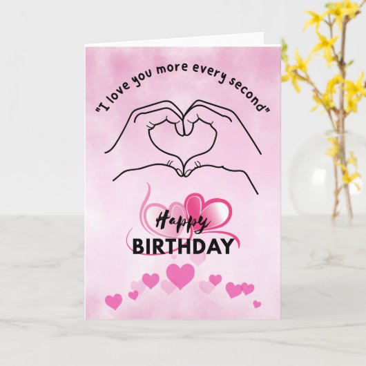 Verjaardag Kaart die spreekt in harten (Gele Bloem)