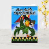 Verjaardag Kaart - Digital Pirate Parrot (Gele Bloem)