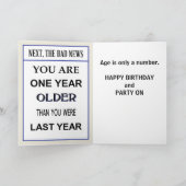  Verjaardag Kaart Een jaar jonger / ouder (Binnen)