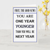  Verjaardag Kaart Een jaar jonger / ouder (Gele Bloem)