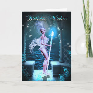 Verjaardag Kaart - Fantasy Art met Schattigee elf