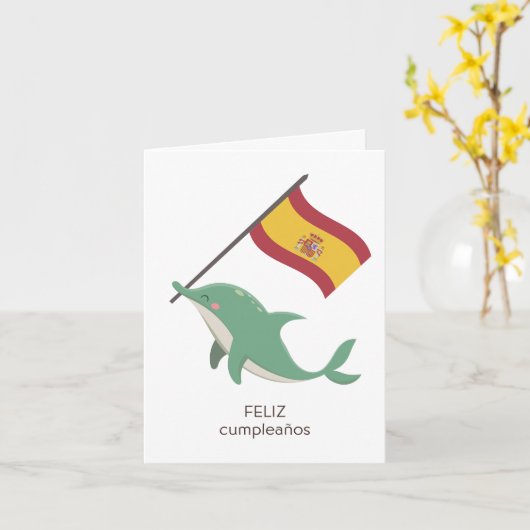 Verjaardag Kaart – Feliz cumpleaños (Gele Bloem)