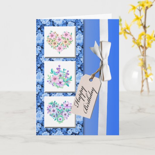 Verjaardag Kaart floral design Gift lint (Gele Bloem)