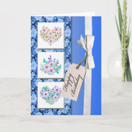 Verjaardag Kaart floral design Gift lint