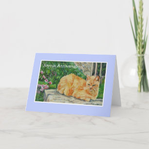 Verjaardag Kaart, Franse groet, Ginger Cat Kaart