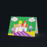 Verjaardag Kaart - Funny Couple<br><div class="desc">Schattigee en kleurrijke illustratie van een koppel dat in bed ligt. Hun ideeën over romance zijn heel anders. Op voorwaarde dat de tekst kan worden gewijzigd in uw gewenste berichten voor de verjaardag van de echtgenoot, de verjaardag van het vriendje of een speciale gelegenheid voor hem of voor haar.</div>