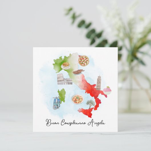 Verjaardag Kaart Gelukkige Verjaardag Italië wenst (Staand voorkant)