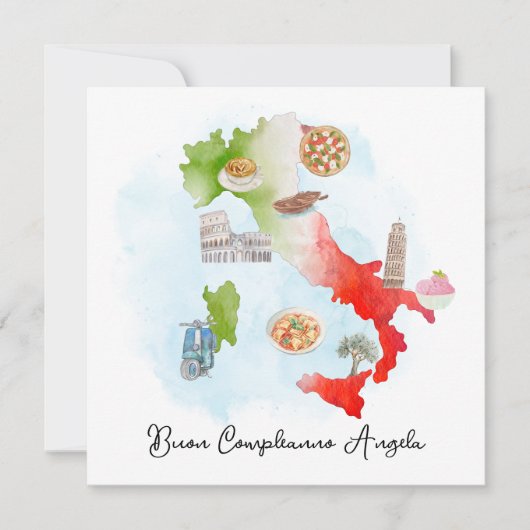 Verjaardag Kaart Gelukkige Verjaardag Italië wenst (Voorkant)