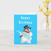 Verjaardag Kaart Grappige Musical Sneeuwman met Gi (Gele Bloem)