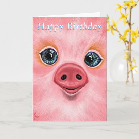 Verjaardag Kaart Happy Baby Piggy - Smile (Gele Bloem)