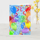 Verjaardag Kaart - Happy Birthday Balloons (Gele Bloem)