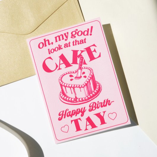 Verjaardag Kaart, Happy BirthTay, Blank Space Cake Kaart