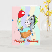 Verjaardag Kaart - Happy Donkey (Gele Bloem)