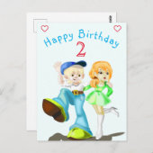 Verjaardag Kaart Happy Friends -  (Voorkant / Achterkant)