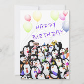 Verjaardag Kaart Happy Penguins Party (Voorkant)