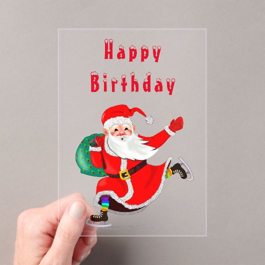 Verjaardag Kaart Happy Santa met Cadeaus Acryl Uitnodigingen (Insitu (Draagbaar))