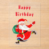 Verjaardag Kaart Happy Santa met Cadeaus Acryl Uitnodigingen (Voorkant)