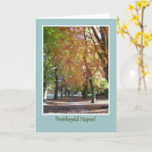 Verjaardag Kaart, Herfst Bomen, Welsh Groet Kaart (Gele Bloem)