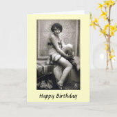 Verjaardag Kaart - Jonge Dame, jaren 1920 (Gele Bloem)