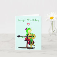 Verjaardag Kaart kikker spelen gitaar grappig