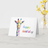 Verjaardag Kaart - Kleurrijke Giraffe (Gele Bloem)