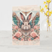 Verjaardag Kaart Konijn Engel Prinses (Gele Bloem)