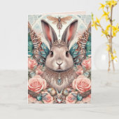 Verjaardag Kaart Konijn Engel Prinses (Gele Bloem)