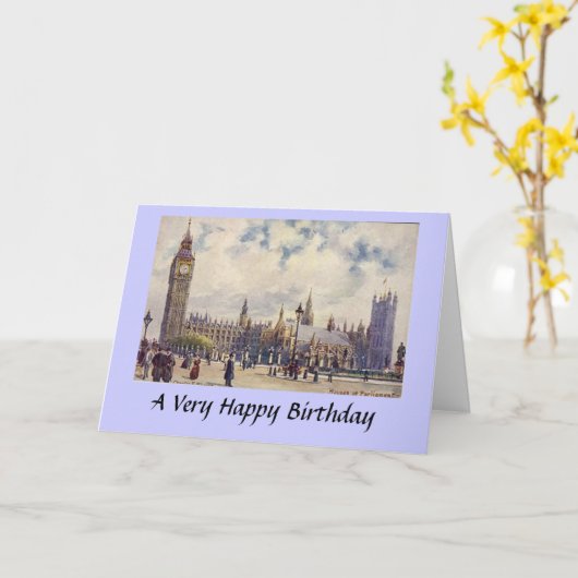 Verjaardag Kaart - Londen, Houses of Parliament (Gele Bloem)
