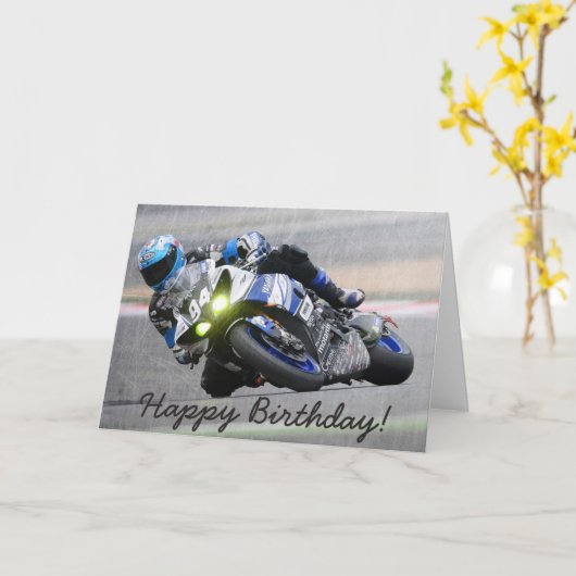 Verjaardag Kaart: Man doet Motorcross Tricks Kaart (Gele Bloem)