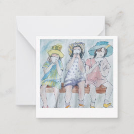 Verjaardag Kaart Meisjes met Ice Cream Notitiekaartje