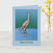 Verjaardag Kaart met Baby Sandhill Crane (Gele Bloem)