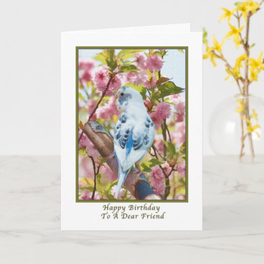 Verjaardag Kaart met Blue Parrot (Gele Bloem)