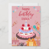 Verjaardag Kaart met Cake & Gifts – Elegant en Joy (Voorkant)