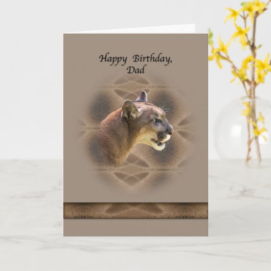 Verjaardag Kaart met Cougar (Gele Bloem)