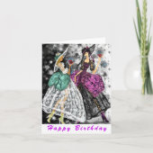 Verjaardag Kaart met Dames Drink Wijn - Proost (Voorkant)