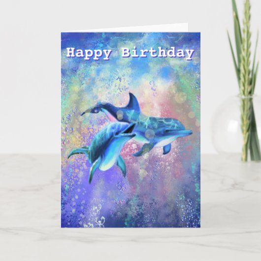 Verjaardag Kaart met Dolfijn Paar -  (Voorkant)